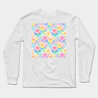 Soft Watercolor Rainbow Roses Long Sleeve T-Shirt